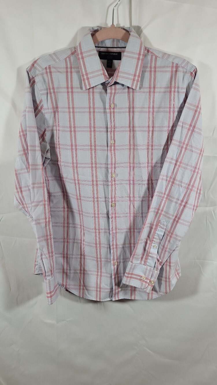 Banana Republic Men's Non-Iron Slim Fit Spring  Plaid Button Down Shirt, size S